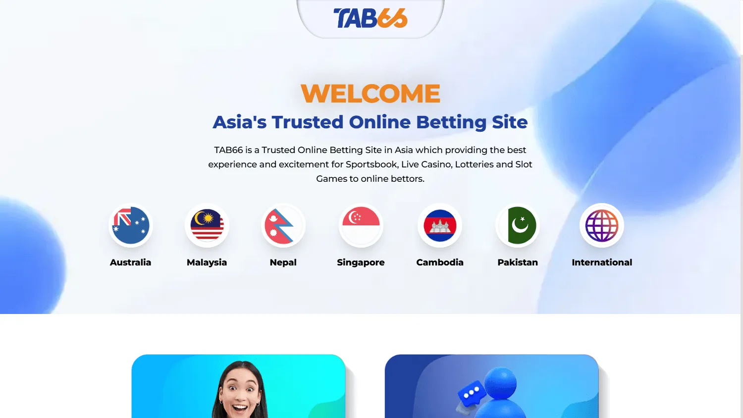 Tab66 Casino home experience on desktop